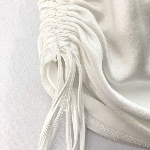 NWT MOTEL PALILA IVORY WHITE SATIN CINCHED MINI DRESS - XS - Picture 9 of 10